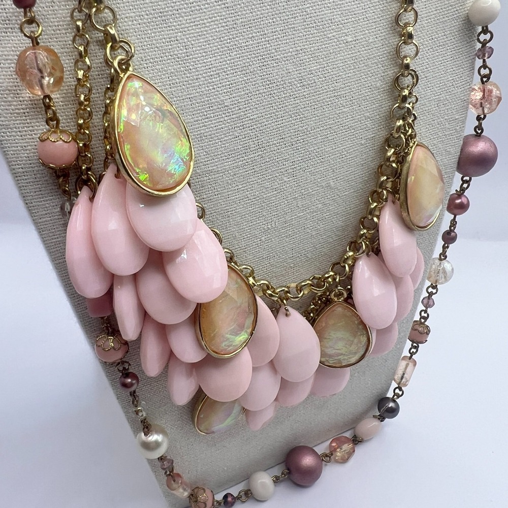 Pink Statement Necklace Bundle Teardrop & Beaded … - image 6